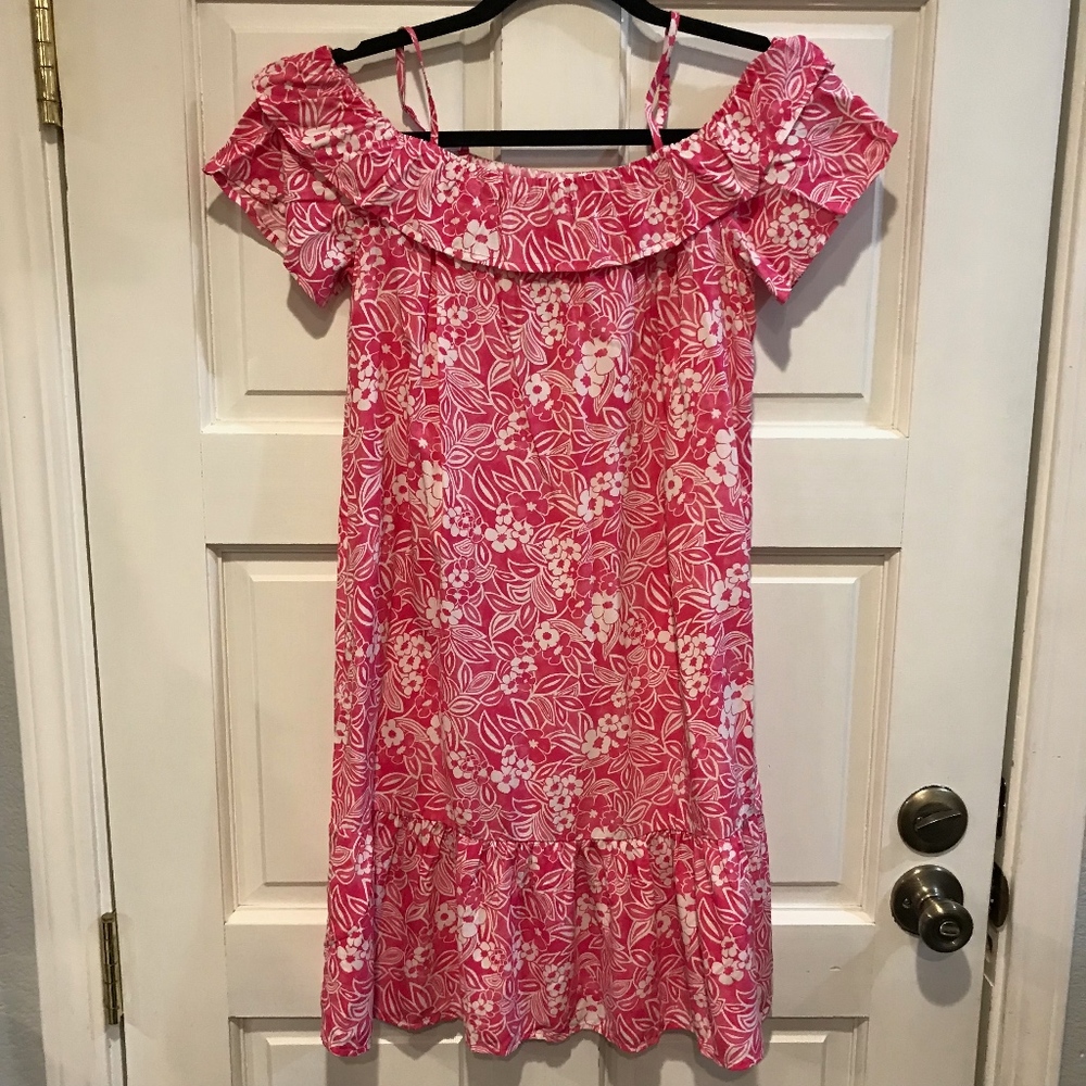 Old Navy Girls 14 Pink White Hawaiian Floral Dress
